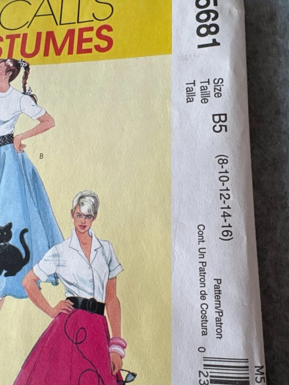 McCalls M5681 Poodle Skirt Costumes Pattern Size 8 10 12 14 16 Uncut Sewing Fun